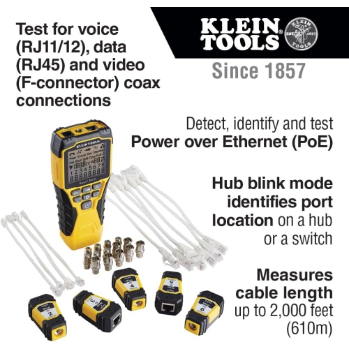 Klein Tools VDV501-853 CoaxialCable Tester, Scout Pro 3 with Test-n-Map Remote