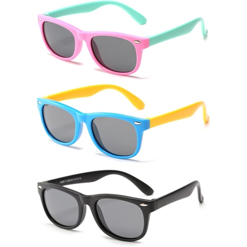 Polarized Kids Sunglasses for Girls and Boys with Fleaxible Frame Ages 3-10