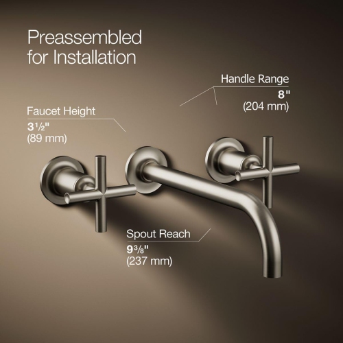 KOHLER – Garniture de robinet murale Purist K-T14414-3-BN, nickel brossé éclatant