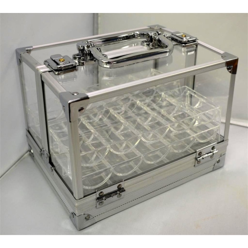 Poker 600 Pieces Clear Acrylic Case with 6 Pieces Chip Trays by MRC
