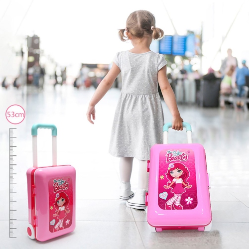 Pretend Play Makeup Toy Set Beauty Princess Dressing Table and Suitcase 2 in 1 Gift for Girls Kids Children,Pink