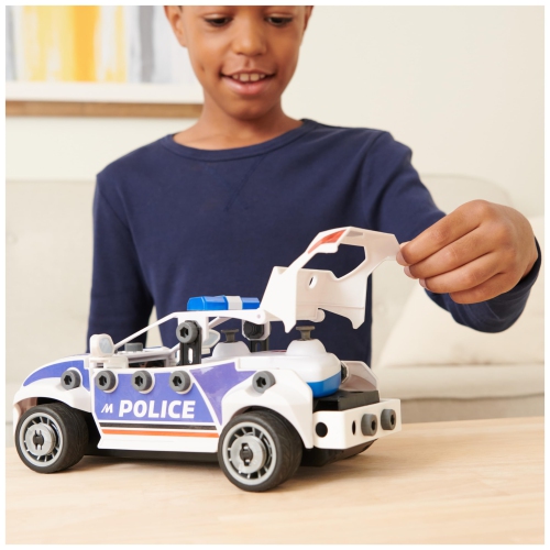 Meccano Junior, RC Police Car with Working Trunk and Real Tools, Toy Model Building Kit, STEM Toys for Kids Ages 5 and..