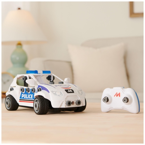 Meccano Junior, RC Police Car with Working Trunk and Real Tools, Toy Model Building Kit, STEM Toys for Kids Ages 5 and..