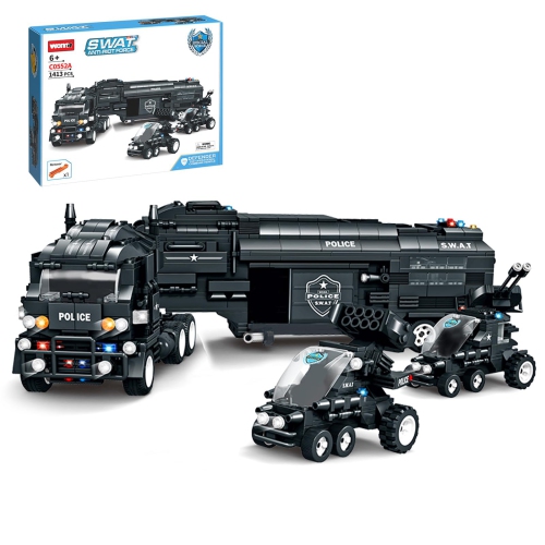 City Police Car Building Block Set, SWAT Mobile Command Center Truck Building Kit, STEM Toys for Kids 6-12, 1413 PCS