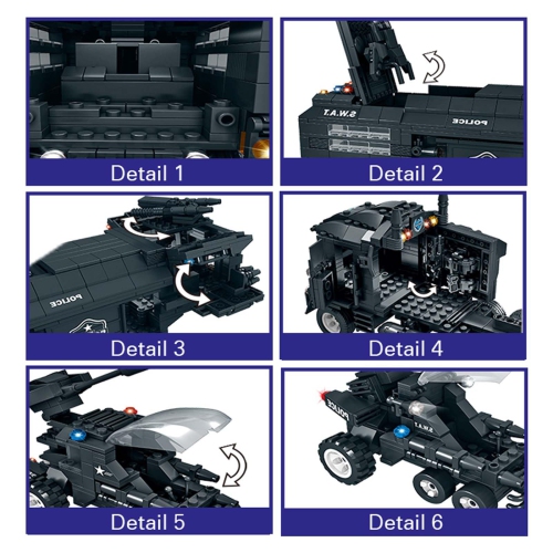 City Police Car Building Block Set, SWAT Mobile Command Center Truck Building Kit, STEM Toys for Kids 6-12, 1413 PCS