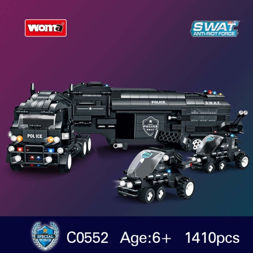 City Police Car Building Block Set, SWAT Mobile Command Center Truck Building Kit, STEM Toys for Kids 6-12, 1413 PCS