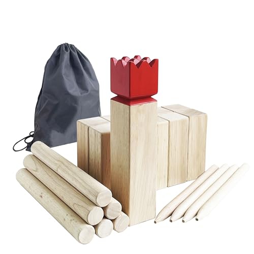 JACJOE ALL PRO  Kubb Outdoor Game | Viking Game Rubber Wood Garden Throwing Toy With Carry Bag (30 X 6.3 X 6.3 Cm-King)