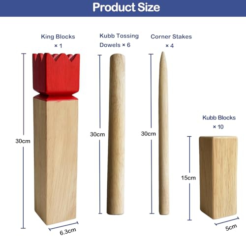 Kubb Outdoor Game | Viking Game Rubber Wood Garden Throwing Toy with Carry Bag