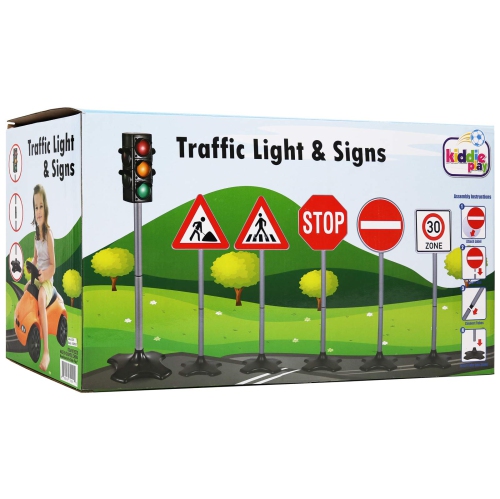 Kiddie Play Traffic Light Toys for Kids with 5 Street Signs