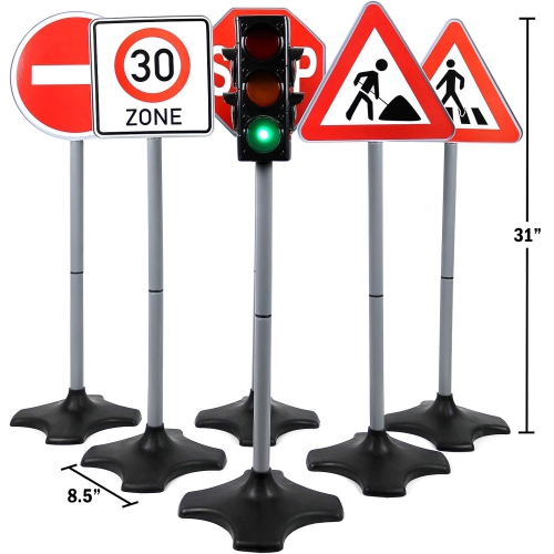 Kiddie Play Traffic Light Toys for Kids with 5 Street Signs