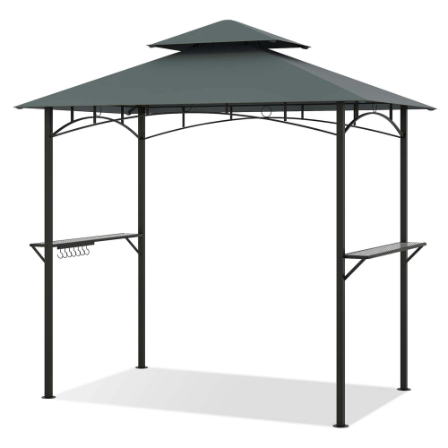 Costway 8' x 5' Grill Gazebo with 2 Shelves 7 Hooks Metal Frame Soft Top