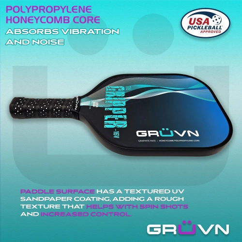 GRÜVN Starter Set 2 Gripper-16V Pickleball Paddles Aqua Spiral 2 Balls Beginner