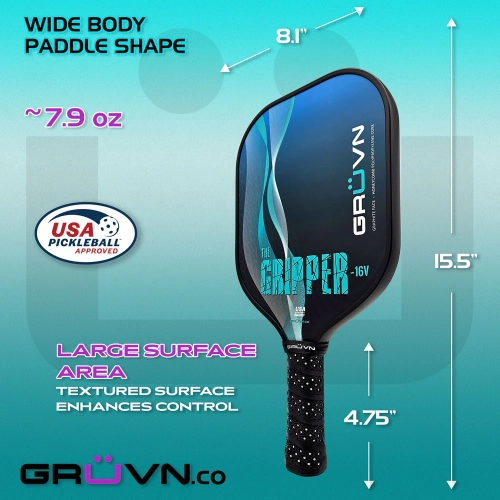 GRÜVN Starter Set 2 Gripper-16V Pickleball Paddles Aqua Spiral 2 Balls Beginner