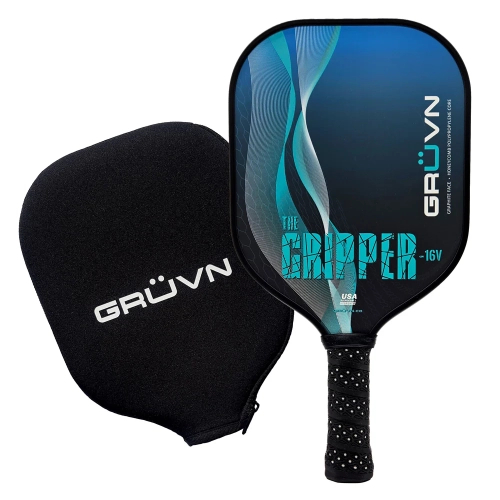 GRÜVN Starter Set 2 Gripper-16V Pickleball Paddles Aqua Spiral 2 Balls Beginner