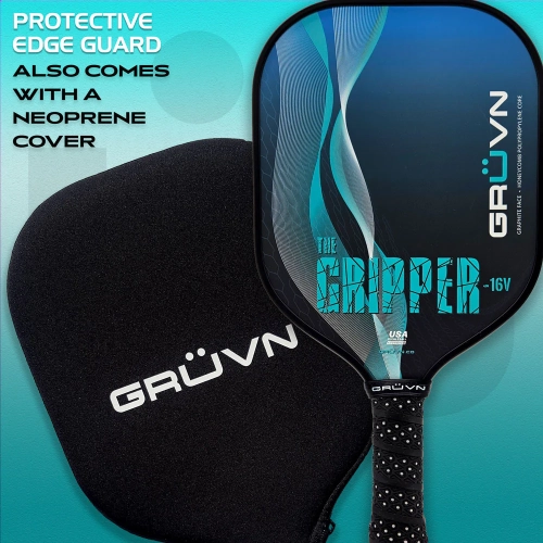 GRÜVN Starter Set 2 Gripper-16V Pickleball Paddles Aqua Spiral 2 Balls Beginner