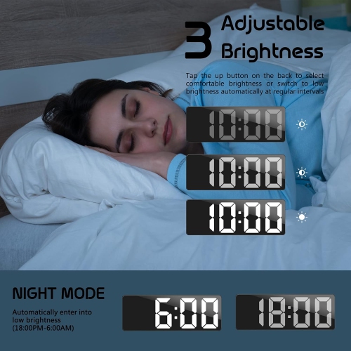 SD Alarm Clocks for Bedrooms with Temperature Display, Snooze, LED Time, Adjustable Brightness USB Charger Ports Desk Alarm Clocks for Bedroom Decor