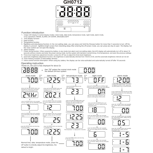 SD Alarm Clocks for Bedrooms with Temperature Display, Snooze, LED Time, Adjustable Brightness USB Charger Ports Desk Alarm Clocks for Bedroom Decor