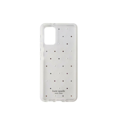 Étui rigide Defensive de Kate Spade pour Samsung Galaxy S20+ | Transparent avec pierres précieuses et perles à pois