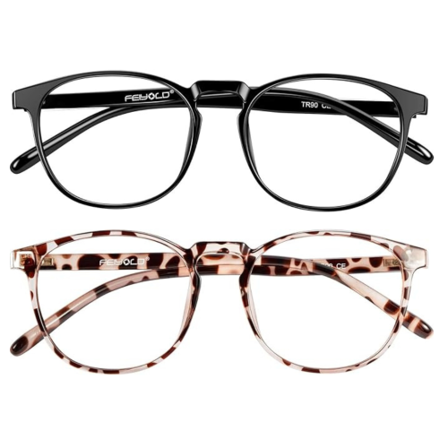 FEIYOLD Blue Light Blocking Glasses Women/Men for Computer Use, Lightweight Anti Eyestrain Gaming Glasses(2Pack)