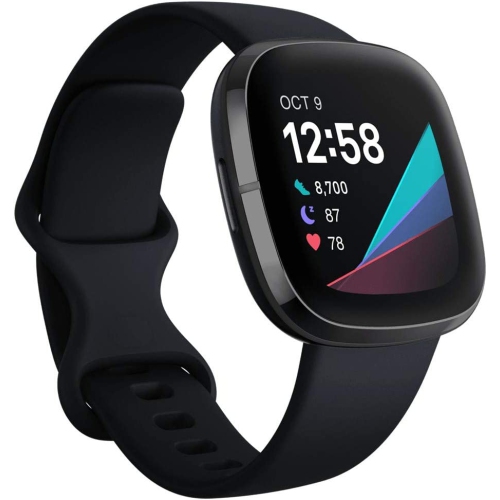 Open Box - Fitbit Sense Smartwatch with Heart/Stress Management Tools & Voice Assistant - Carbon