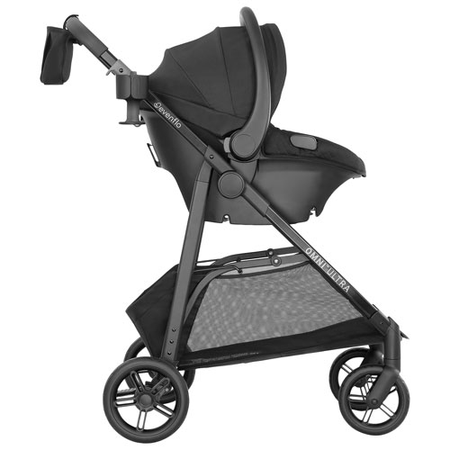 Système de voyage Omni Ultra d'Evenflo avec siège d'auto rotatif pour bébé Revolve180 LiteMax NXT - Caviar noir