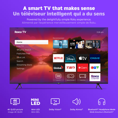 Téléviseur intelligent Roku Mini-DEL QLED HDR 4K de 65 po Série Plus Roku - 2025 - Exclusivité Best Buy