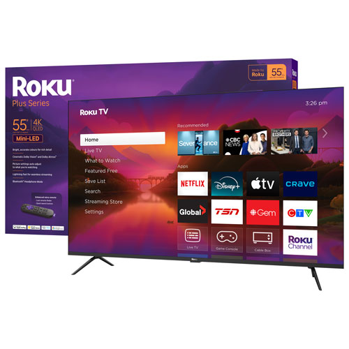 Téléviseur intelligent Roku mini-DEL QLED HDR UHD 4K de 55 po Plus de Roku (55R6C5CA) - 2025