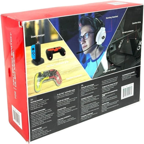 Open Box - Bionik Kit for Switch/Switch OLED: Grip Caps, Wired Headset, Screen Protector