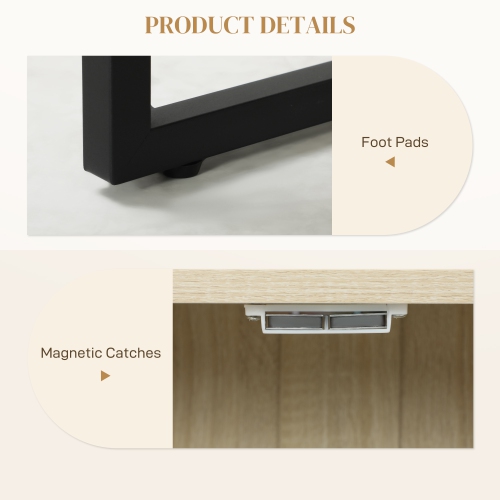 HOMCOM Modern Sideboard, Buffet Cabinet with 3 Chevron Doors and 2 Adjustable Shelves, Kitchen Storage Cabinet with Steel Base, Coffee Bar Cabinet,