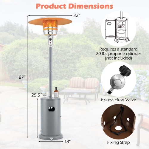 Costway 50,000 BTU Patio Heater with Wheels Round Table Design & Stainless Steel Burner