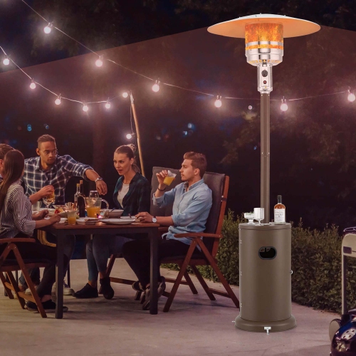 Costway 50,000 BTU Patio Heater with Wheels Round Table Design & Stainless Steel Burner