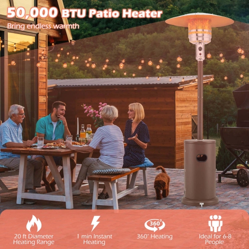 Costway 50,000 BTU Patio Heater with Wheels Round Table Design & Stainless Steel Burner