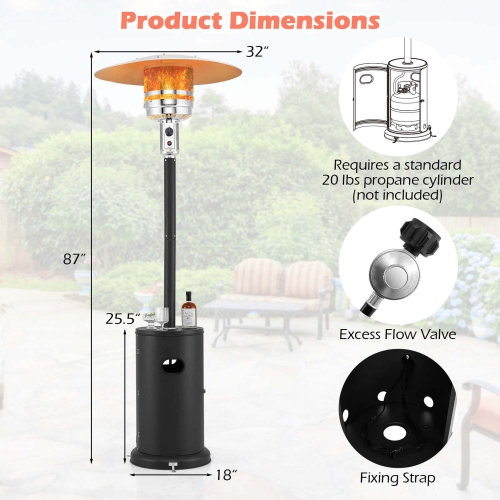 Costway 50,000 BTU Patio Heater with Wheels Round Table Design & Stainless Steel Burner