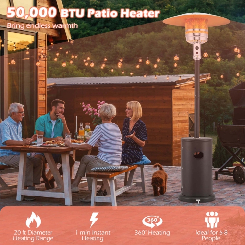 Costway 50,000 BTU Patio Heater with Wheels Round Table Design & Stainless Steel Burner