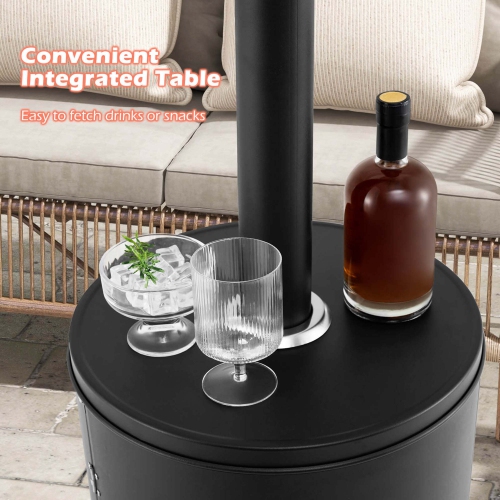 Costway 50,000 BTU Patio Heater with Wheels Round Table Design & Stainless Steel Burner