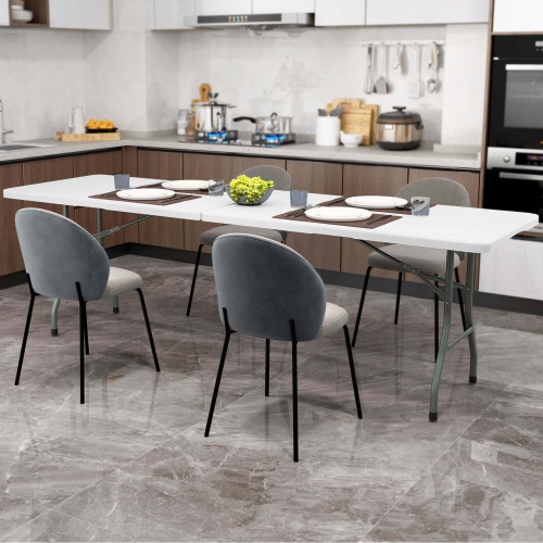 Costway 8 ft Portable Folding Table with HDPE Tabletop Safe Lock Mechanism Carrying Handle