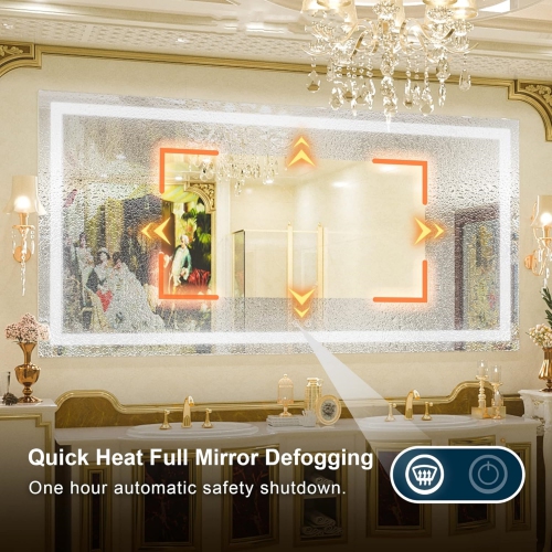 72 x 36 Inch LED Bathroom Mirror with Lights, Anti-Fog Dimmable Lighted Wall Mounted Vanity Mirror Master Modern Makeup