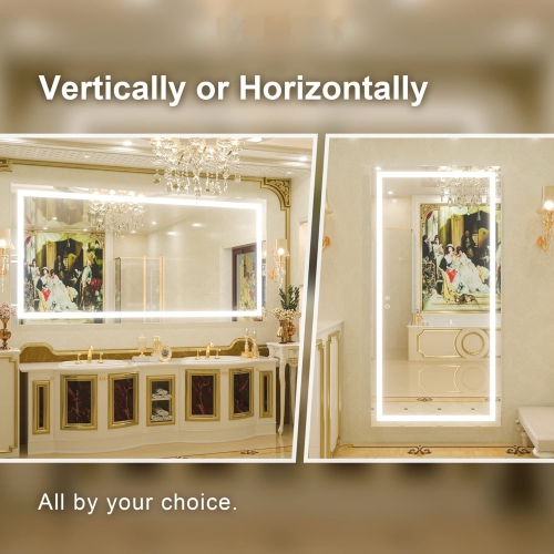 72 x 36 Inch LED Bathroom Mirror with Lights, Anti-Fog Dimmable Lighted Wall Mounted Vanity Mirror Master Modern Makeup