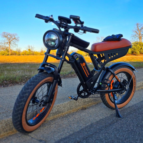 isinwheel R6 Adults 1500W Peak Motor/120KM Range/45KM/H Top SpeedFast Electric Mountain Bike with Shamano 7-Speed, Full Suspension, Turn Headlight,