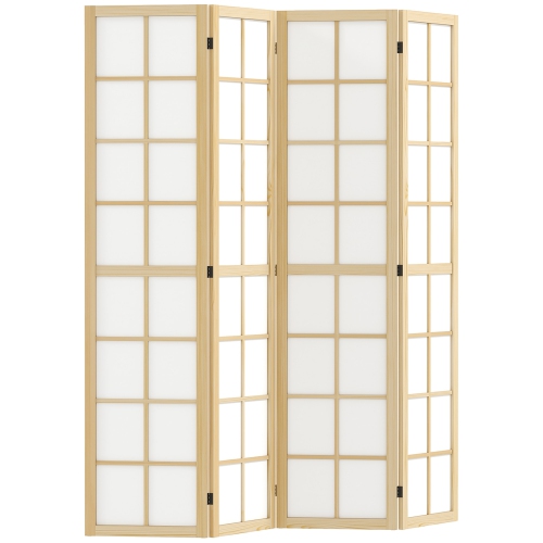 HOMCOM 4 Panel Room Divider, 5.6 ft Folding Privacy Screen, Freestanding Room Partition Wall Divider for Bedroom