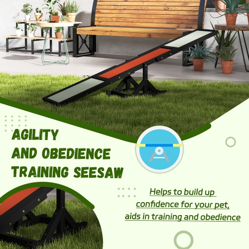PawHut Wood Pet Seesaw Platform Dog Agility Training Equipment Run Game Toy Weather Resistant Pet Supplies Black