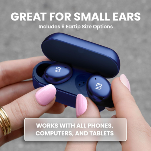 Tempo 30 Wireless Earbuds for Small Ears with Premium Sound, Comfortable Bluetooth Ear Buds for Women and Men, Black Earphones for Small Ear Canals