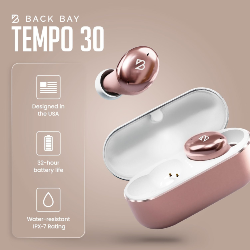 Tempo 30 Wireless Earbuds for Small Ears with Premium Sound, Comfortable Bluetooth Ear Buds for Women and Men, Black Earphones for Small Ear Canals