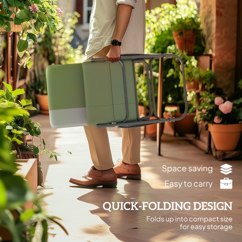 Outsunny Folding Outdoor Rocking Chair Set of 2, Oversized Patio Rocking Camping Chair Set with 400 lbs. Capacity, Wide Seat, Padded High Back for