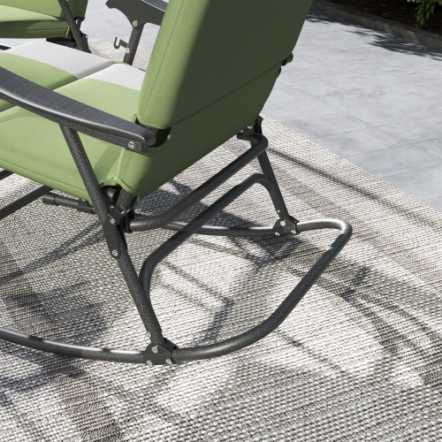 Outsunny Folding Outdoor Rocking Chair Set of 2, Oversized Patio Rocking Camping Chair Set with 400 lbs. Capacity, Wide Seat, Padded High Back for