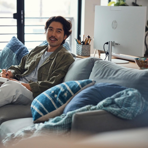 HP 27 inch All-in-One Desktop PC, FHD Display, AMD Ryzen 5 7520U, 8 GB RAM, 512 GB SSD