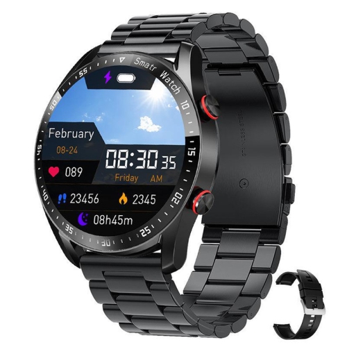 YONWAY  Ecg+Ppg Bluetooth Call Smart Watch Men Laser Health Blood Pressure Fitness Sports Watches Man Sports Waterproof Smartwatch (Black Steel Belt)