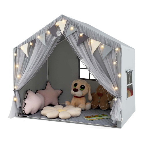 Tente de jeu Honeyjoy Kids avec rideaux de porte Windows Star Lights colorée Flags
