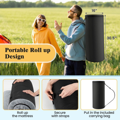 Matelas de camping en mousse à mémoire avec base antidérapante de Goplus pour dormir à l'extérieur