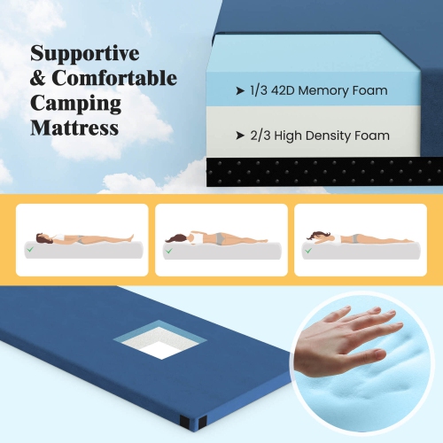 Matelas de camping en mousse à mémoire avec base antidérapante de Goplus pour dormir à l'extérieur